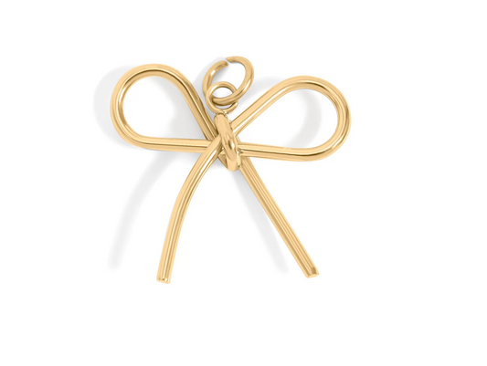 18K Gold PVD Stainless Steel Thin Bow Charm