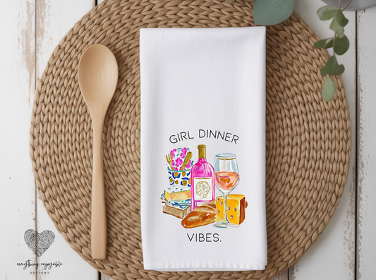 "Girl Dinner Vibes" Tea Towel