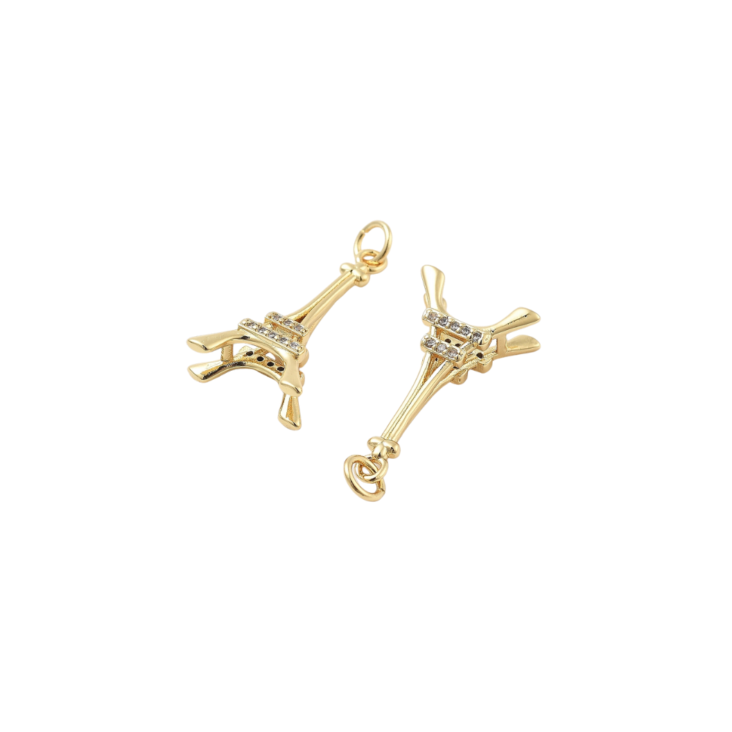 Gold Midnight in Paris with Cubic Zirconia Charm