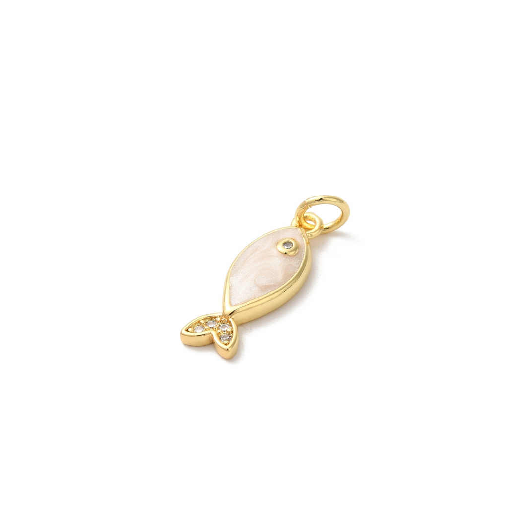 Gold Pearlescent Fish Charm