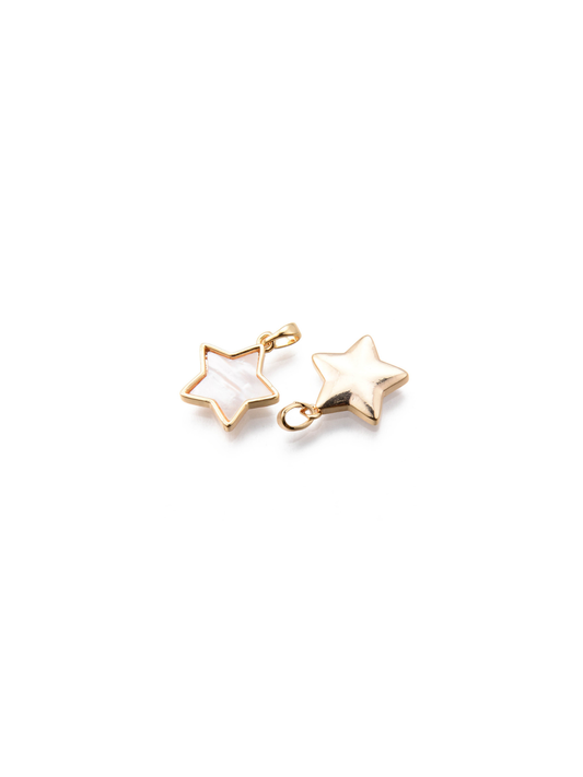 Gold Framed Ivory Abalone Shell Star Charm